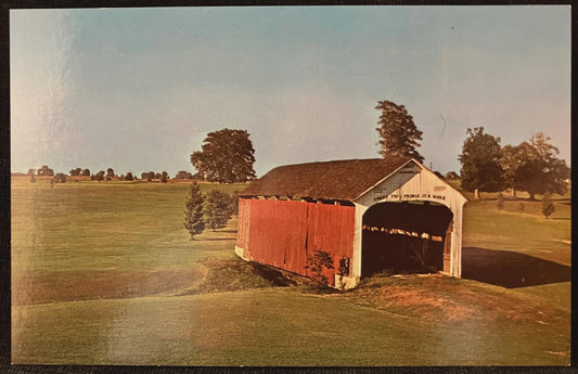 Catlin Bridge over Sunderland Creek in Parke County, Indiana - Photo by John V. Pontiere Jr. - Vintage Covered Bridge Postcard