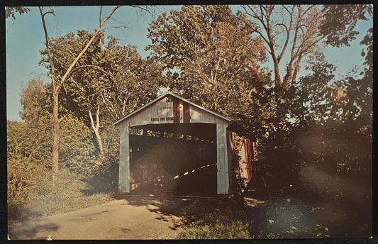 Melcher Bridge in Parke County, Indiana - Photo: John V. Pontiere Jr.  - Vintage Covered Bridge Postcard