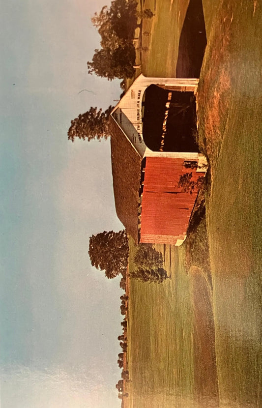 Catlin Bridge over Sunderland Creek in Parke County, Indiana - Photo by John V. Pontiere Jr. - Vintage Covered Bridge Postcard