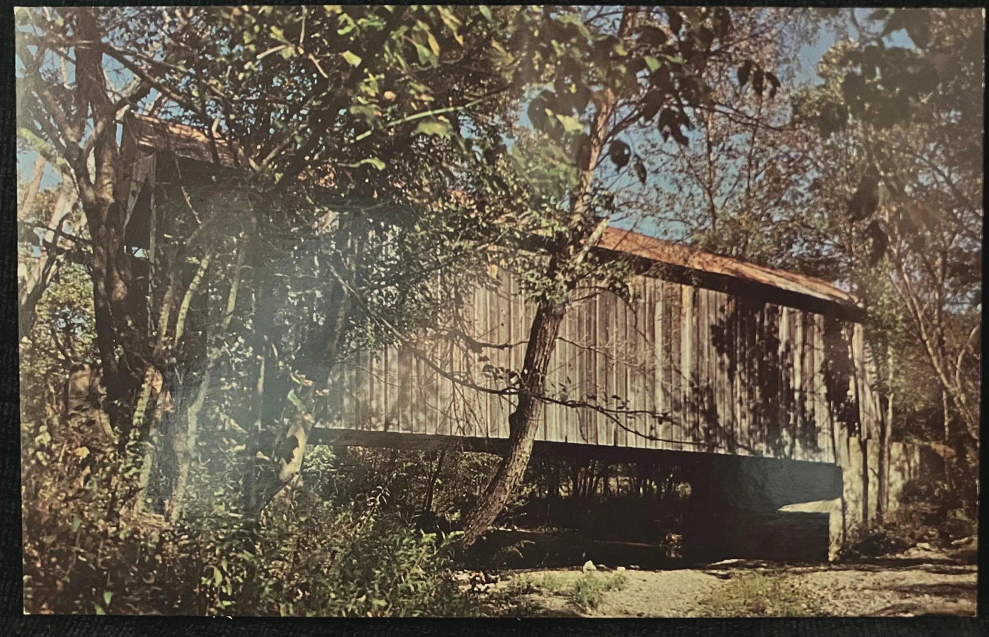 Marshall Bridge in Parke County, Indiana - Photo by John V. Pontiere Jr. - Vintage Covered Bridge Postcard