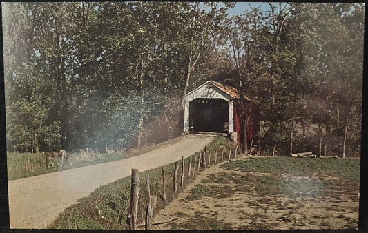 Bowsher Ford Bridge near Tangier, Indiana - Photo by John V. Pontiere Jr. - Vintage Covered Bridge Postcard