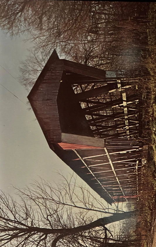 Cedar Chapel Bridge near Garrett, Indiana - Photo by John V. Pontiere Jr. - Vintage Covered Bridge Postcard