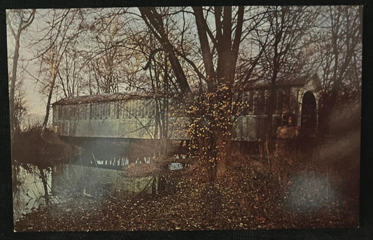 Emmetsville Bridge in Randolph County, Indiana - Photo by John V. Pontiere Jr. - Vintage Covered Bridge Postcard