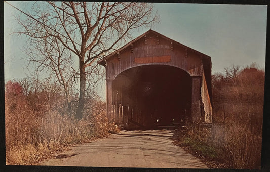 Dunlapsville Bridge in Union County, Indiana - Photo by John V. Pontiere Jr. - Vintage Covered Bridge Postcard