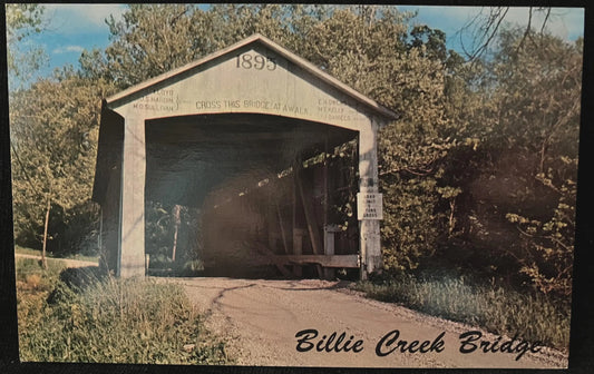 Billie Creek Bridge, Near Rockville, Indiana - Photo by Parrish - Vintage Covered Bridge Postcard