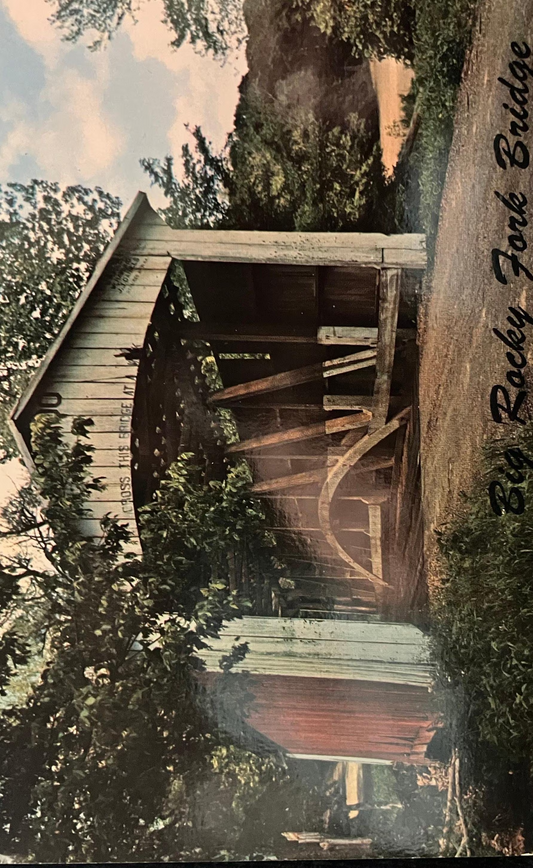 Big Rocky Fork Bridge - Near Mansfield, Indiana - Photo by John V. Pontiere Jr. - Vintage Covered Bridge Postcard