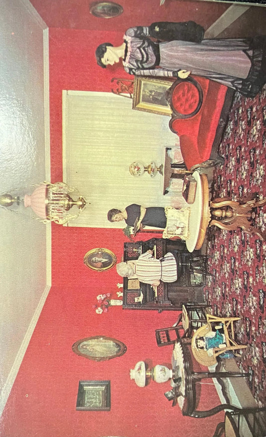 The Victorian Parlor at the Time Was Village Museum in Mendota, Illinois - Vintage Museum Postcard