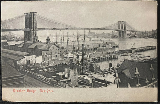 Brooklyn Bridge, New York - Vintage 1900s Bridge Postcard