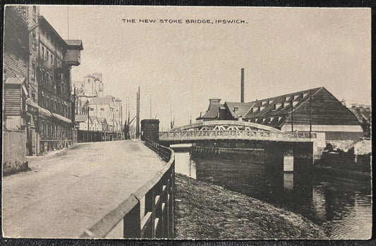 The New Stoke Bridge, Ipswich - Vintage British Postcard - Made in Great Britain