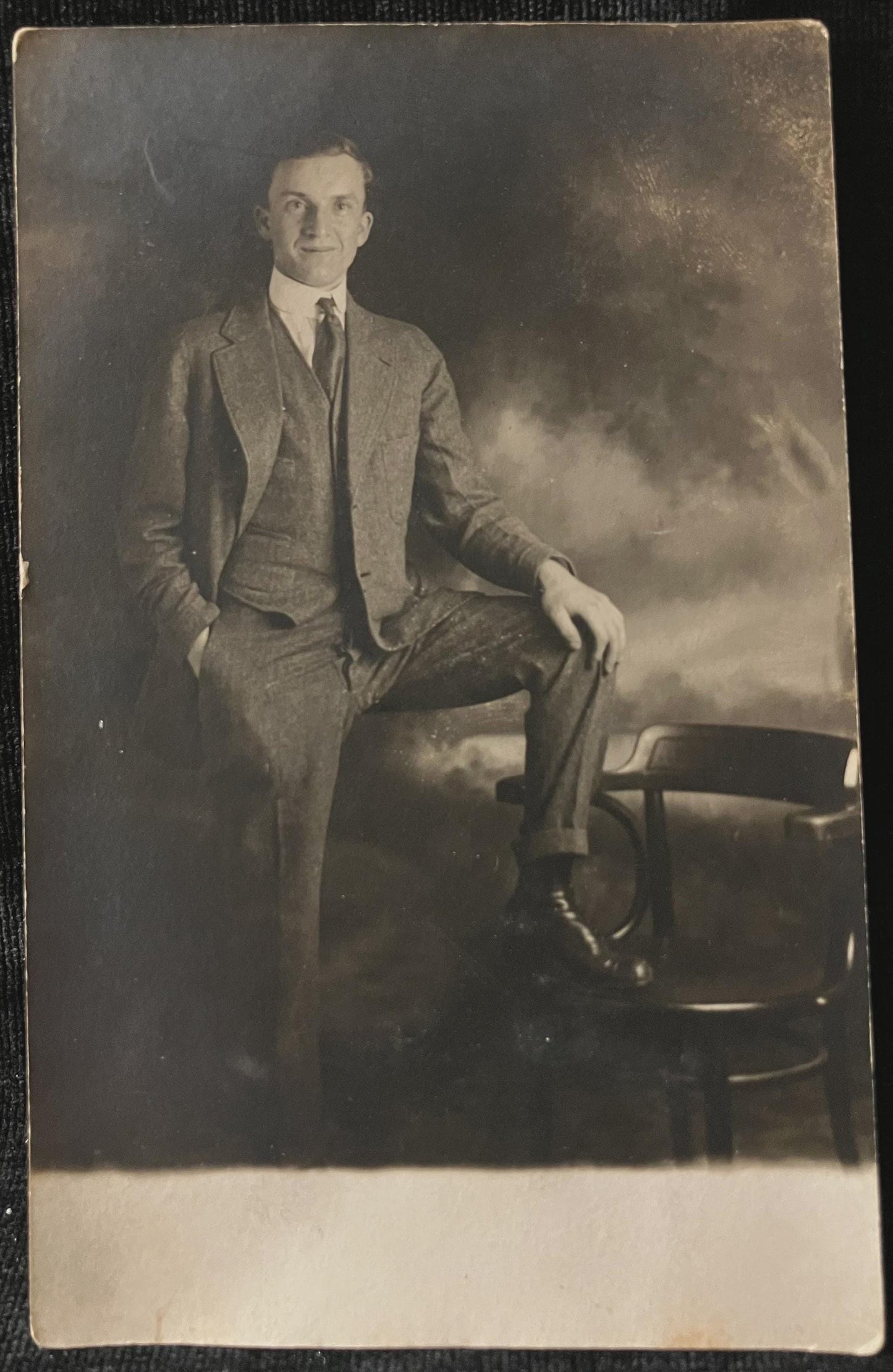 A Dapper Gentleman's Photo -  RPPC -Vintage 1920s Postcard