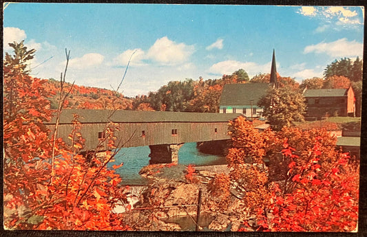Covered Bridge in Bath, New Hampshire - Photo by Franklin Photo Agency - Vintage Covered Bridge Postcard