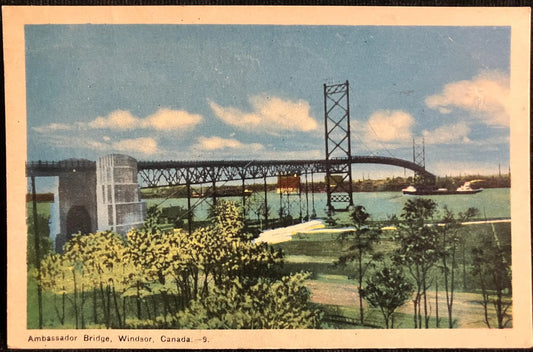 Ambassador Bridge, Windsor, Canada - Vintage Postcard