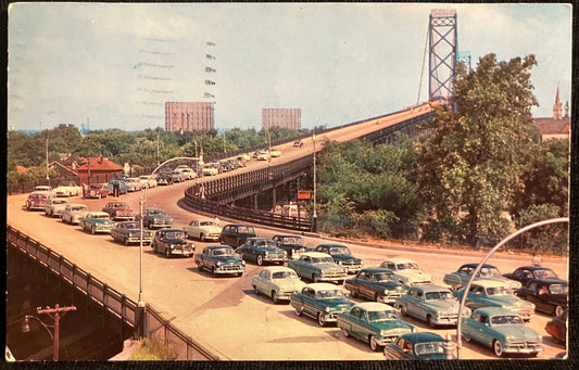 Ambassador Bridge, Windsor, Ontario, Canada - Vintage Postcard