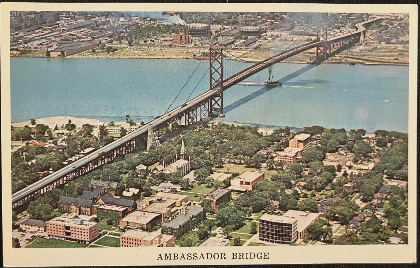 Ambassador Bridge - Vintage Postcard