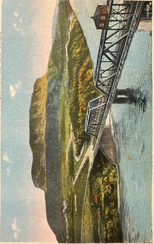 Mount McKay, Showing Kaministiquia River and Swing - Bridge Near Port Arthur, Ontario, Canada - Vintage Postcard