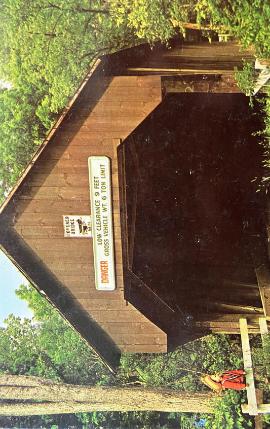 Blow-Me-Down Brook in Cornish, New Hampshire - Vintage Covered Bridge Postcard