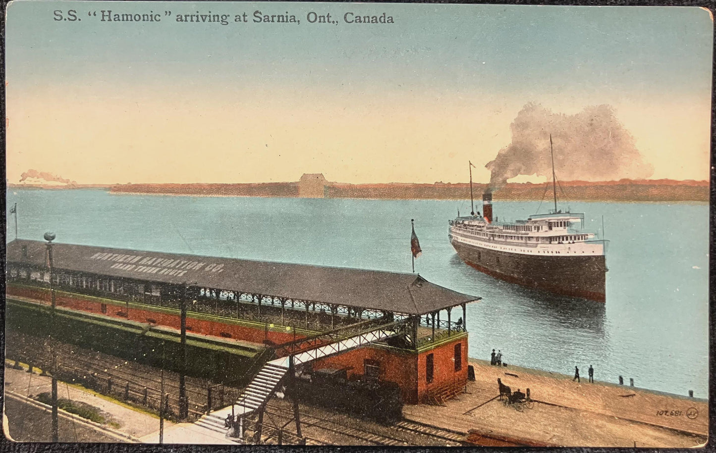 S.S. “Harmonic” arriving at Sarina, Ontario, Canada - Vintage Postcard