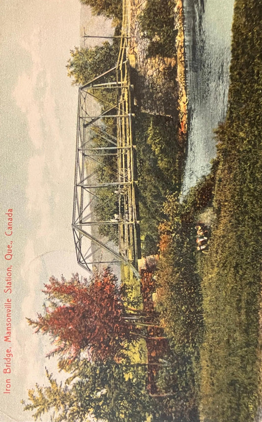 Iron Bridge, Mansonville Station, Quebec, Canada - Vintage Postcard