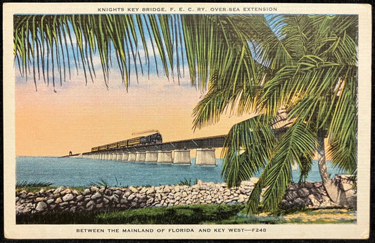Knights Key Bridge, F. E. C. Ry. Over-Sea Extension - Between the Mainland of Florida and Key West - Vintage Postcard