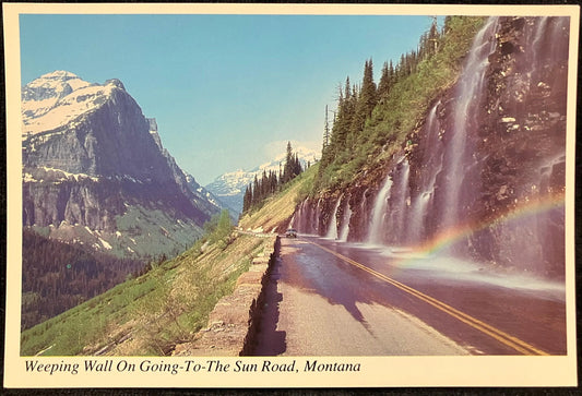 Weeping Wall On Going-To-The Sun Road, Montana - Photo: Dan Sample - Vintage Postcard