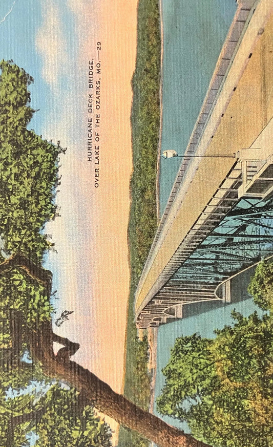 Hurricane Deck Bridge, Over Lake of the Ozarks, Missouri - Vintage Postcard