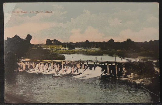 Anderson Dam, Hartford, Michigan - Vintage Postcard