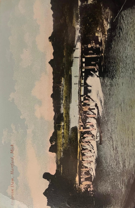 Anderson Dam, Hartford, Michigan - Vintage Postcard