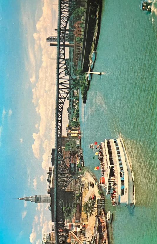 The Goodtime II on the Cuyahoga River - Cleveland, Ohio - Vintage Postcard