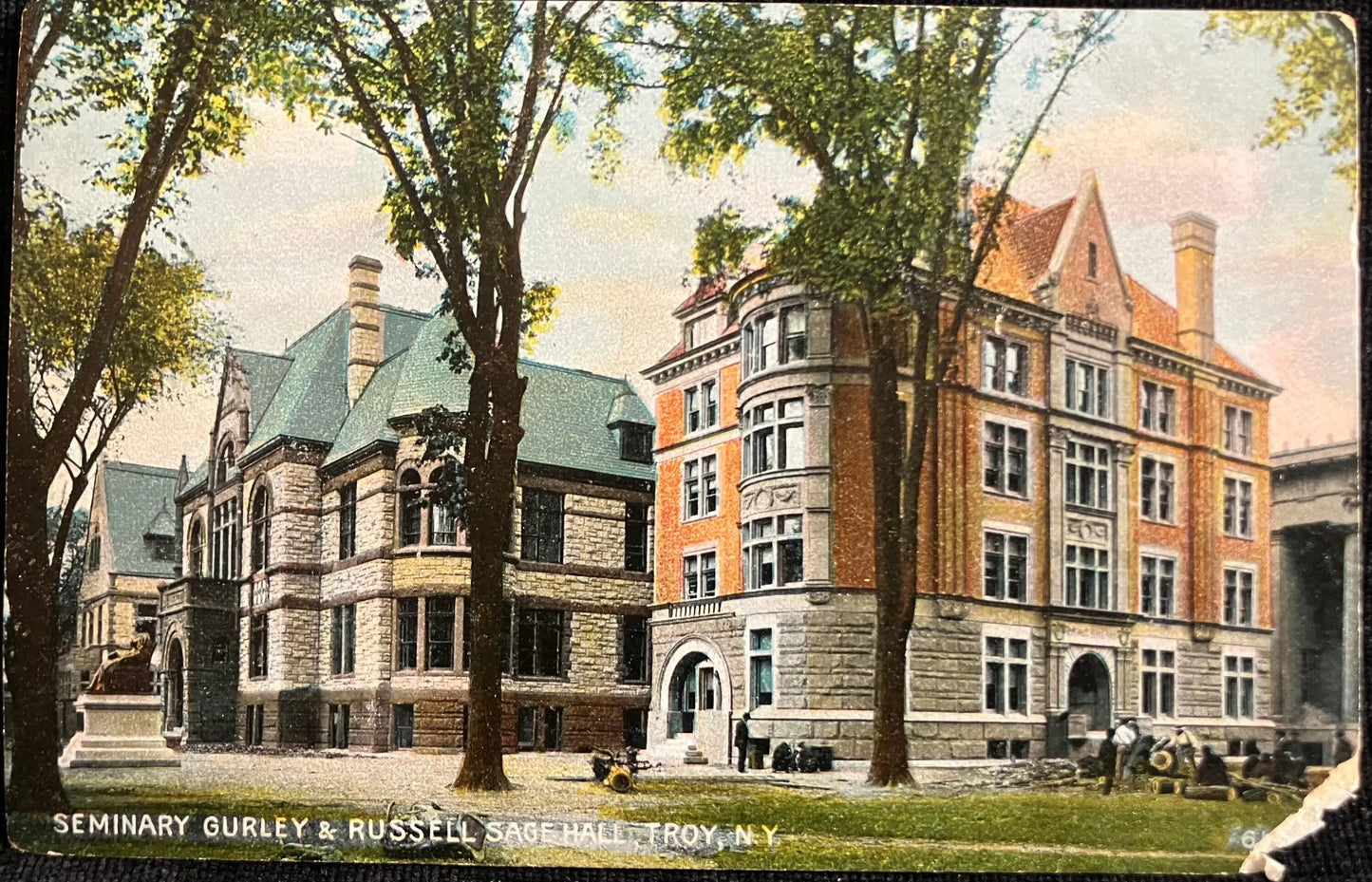 Seminary Gurley & Russell Sage Hall, Troy, New York - Made in Germany - Vintage Postcard