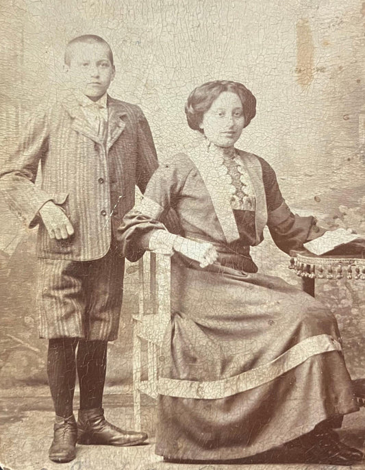 Young Woman and Boy - Prague - Vintage Photo