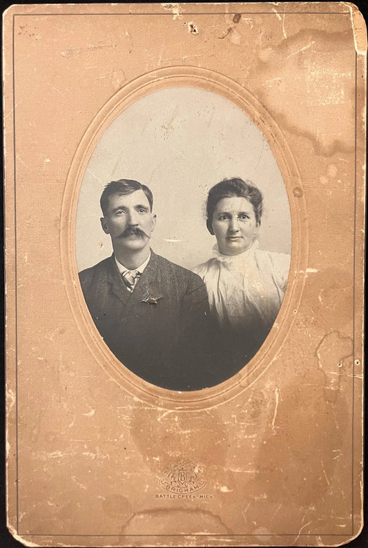 Victorian Man and Woman - Brigham Battle Creek, Michigan - Vintage Photo