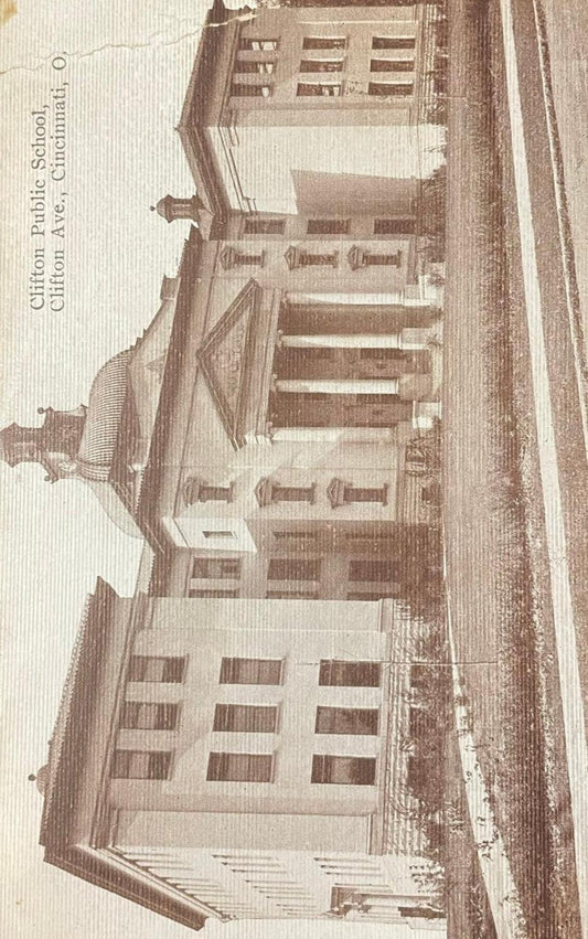 Clifton Public School on Clifton Ave., Cincinnati, Ohio - Vintage School Postcard
