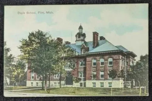 Doyle School in Flint, Michigan - Vintage School Postcard
