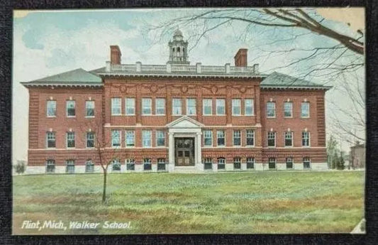 Walker School in Flint, Michigan - Vintage Postcard