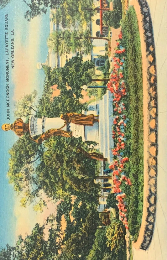 John McDonogh Monument, Lafayette Square, New Orleans, Louisiana - Vintage Monument Postcard