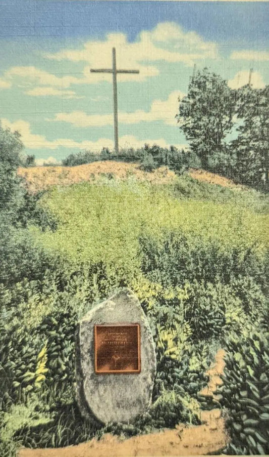 Father Marquette Memorial, Ludington, Michigan - Vintage 1950s Postcard