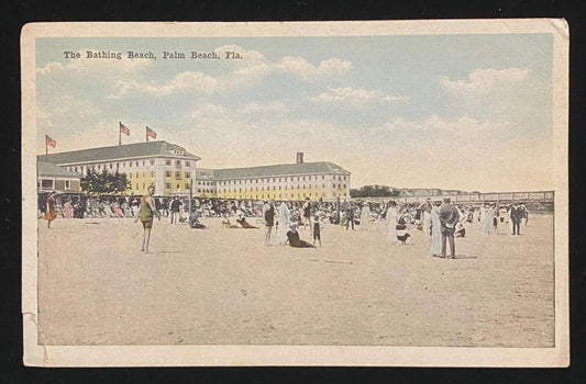 The Bathing Beach, Palm Beach, Florida - Vintage Postcard