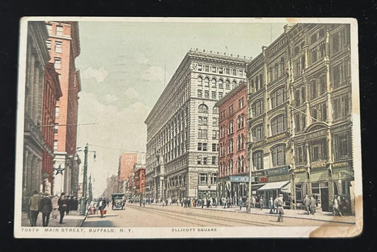 Main Street, Buffalo, New York, Ellicott Square - Vintage Postcard