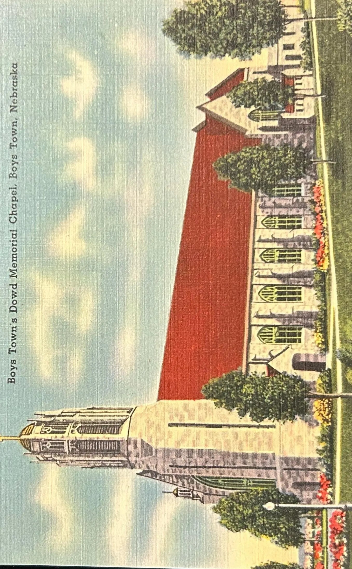 Boys Town's Dowd Memorial Chapel, Boys Town, Nebraska - Vintage Postcard