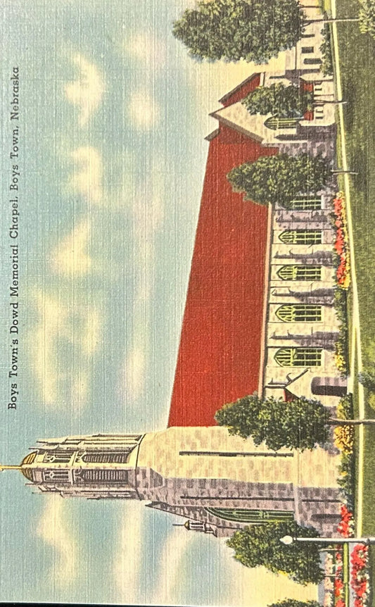 Boys Town's Dowd Memorial Chapel, Boys Town, Nebraska - Vintage Postcard