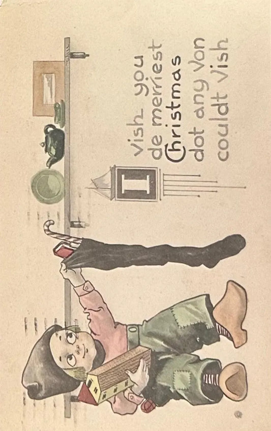 I vish you de merriest Christmas dot any Von couldt Vish - Vintage Postcard
