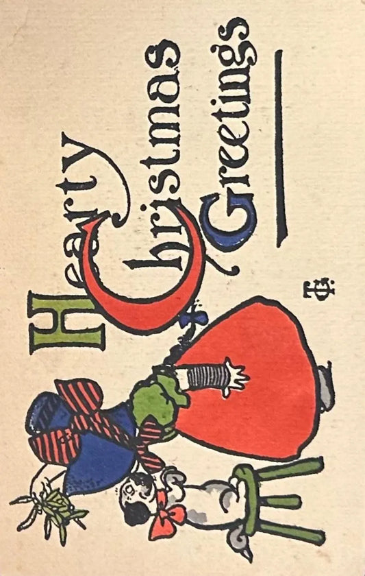 Hearty Christmas Greetings - Vintage Postcard