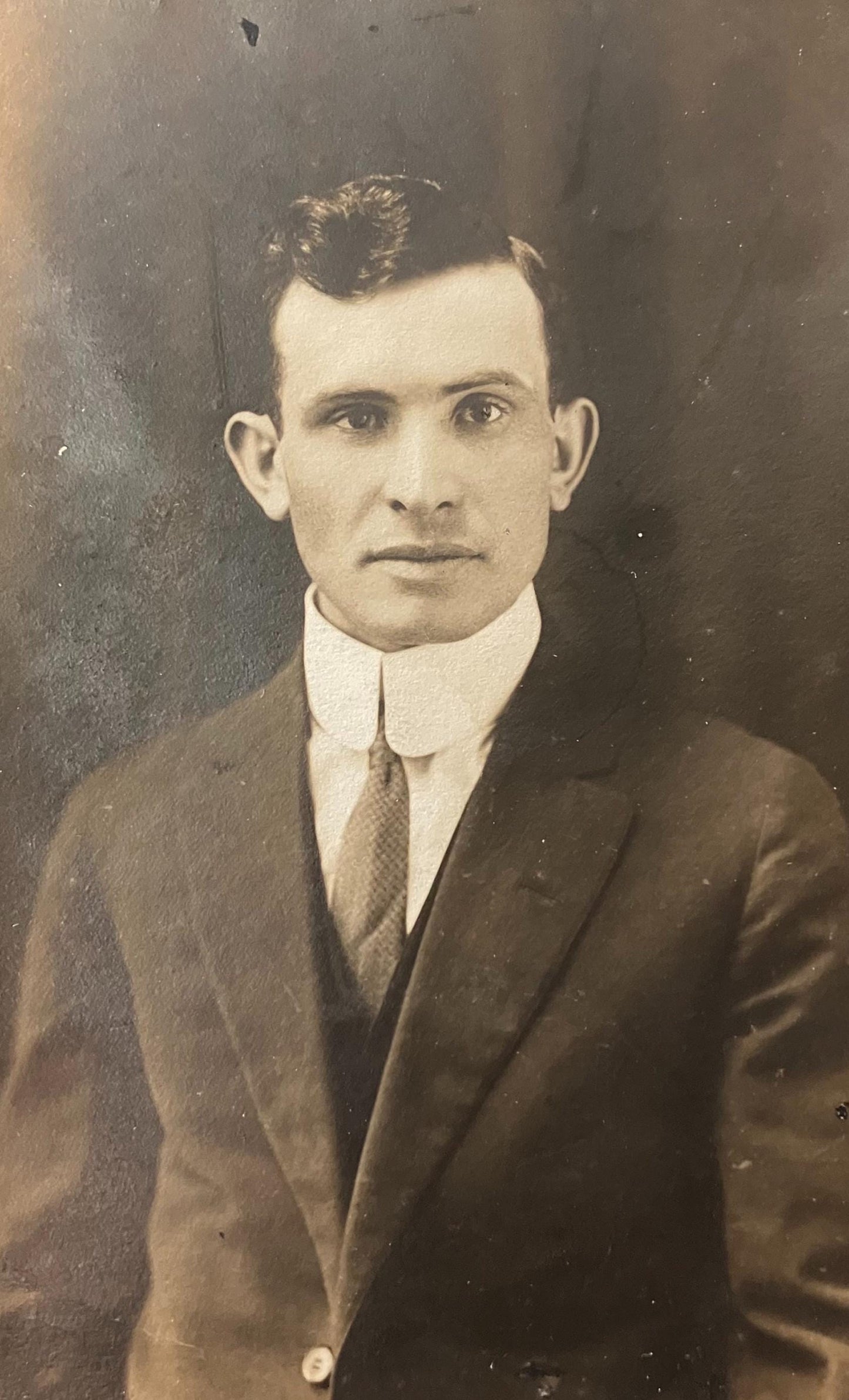 RPPC -Great photo 0f Man Wearing Paper Removable Colllar- Vintage Men's style RPPC Postcard