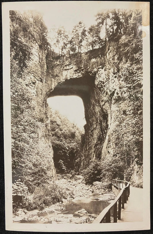 Natural Bridge in Black and White, Virginia - Vintage Scenic Postcard