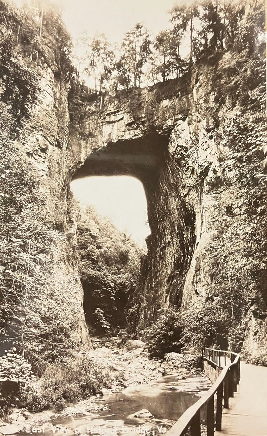 Natural Bridge in Black and White, Virginia - Vintage Scenic Postcard