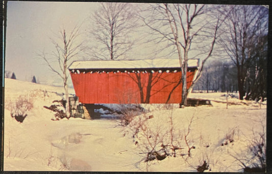 Dice’s or Trusal  Covered Bridge - Winter with snow -Indiana County, Pennsylvania - Photo by Sutter - Vintage Postcard