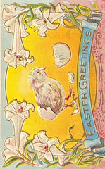 Embossed Chick with Easter Greetings - Vintage Postcard 1915
