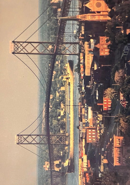 The Ambassador Bridge, Detroit, Michigan/Windsor, Ontario - Photo: Halstead / Stewart - Vintage Postcard