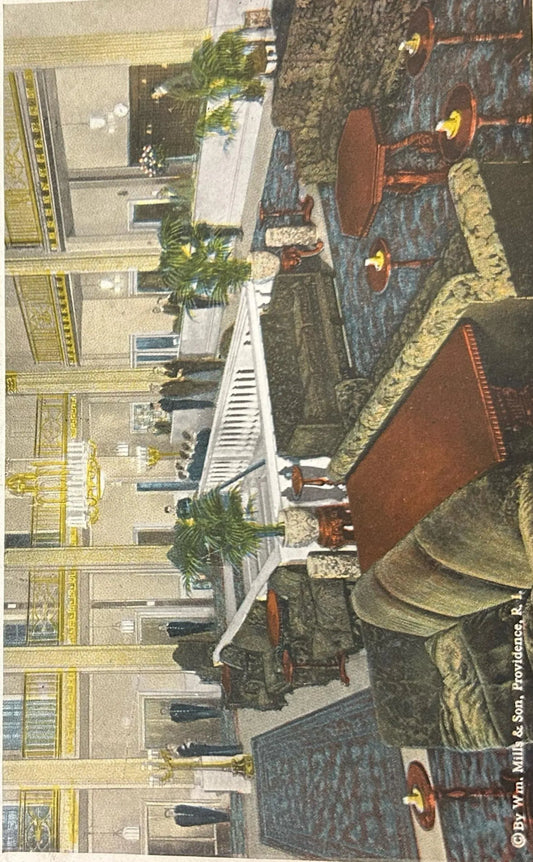 The Lobby, Providence Biltmore Hotel, Providence, Rhode Island - Vintage Postcard