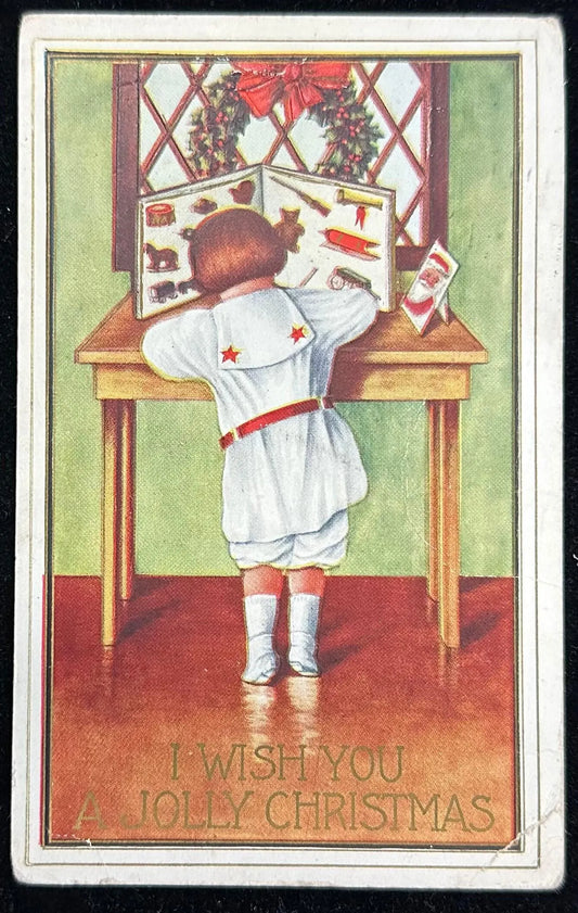 I Wish You A Jolly Christmas - Vintage Postcard